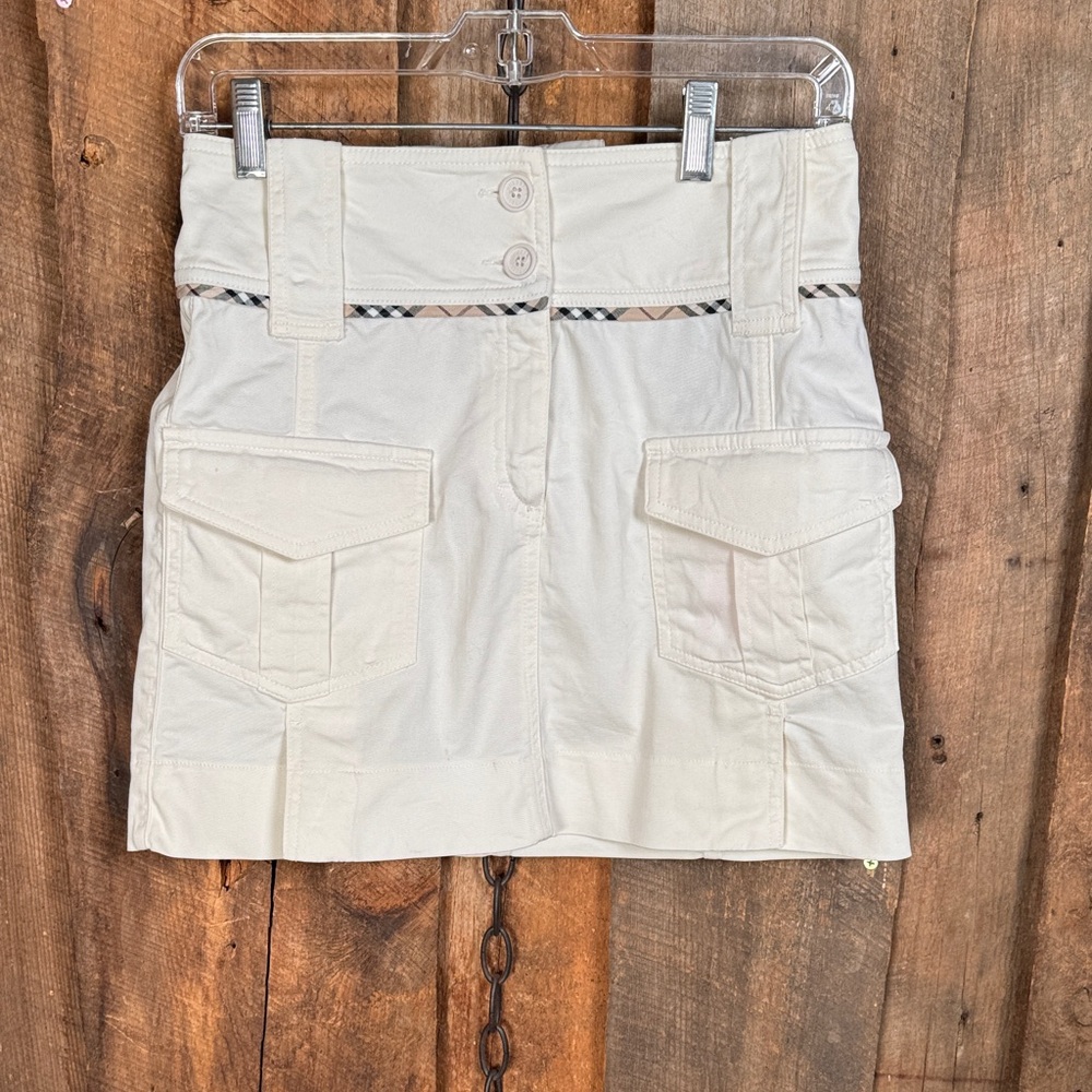 Burberry Cream Cargo Mini Skirt